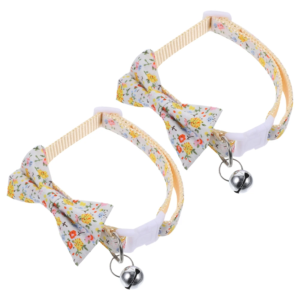

2pcs Cat With Bell Cute Dog Bow Tie Adjustable Pet Decor Kitten Puppy Durable Comfortable Party Gift Cat Accessory Adorable Pet