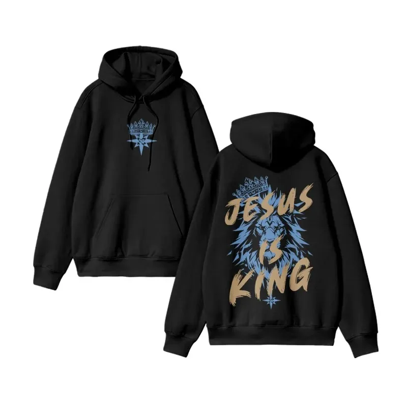 

2025 Autumn and Winter Unisex 100% Cotton Jesus Is King Design Print Hoodie High-end Luxury Is for Both Men and Women Top Y2k