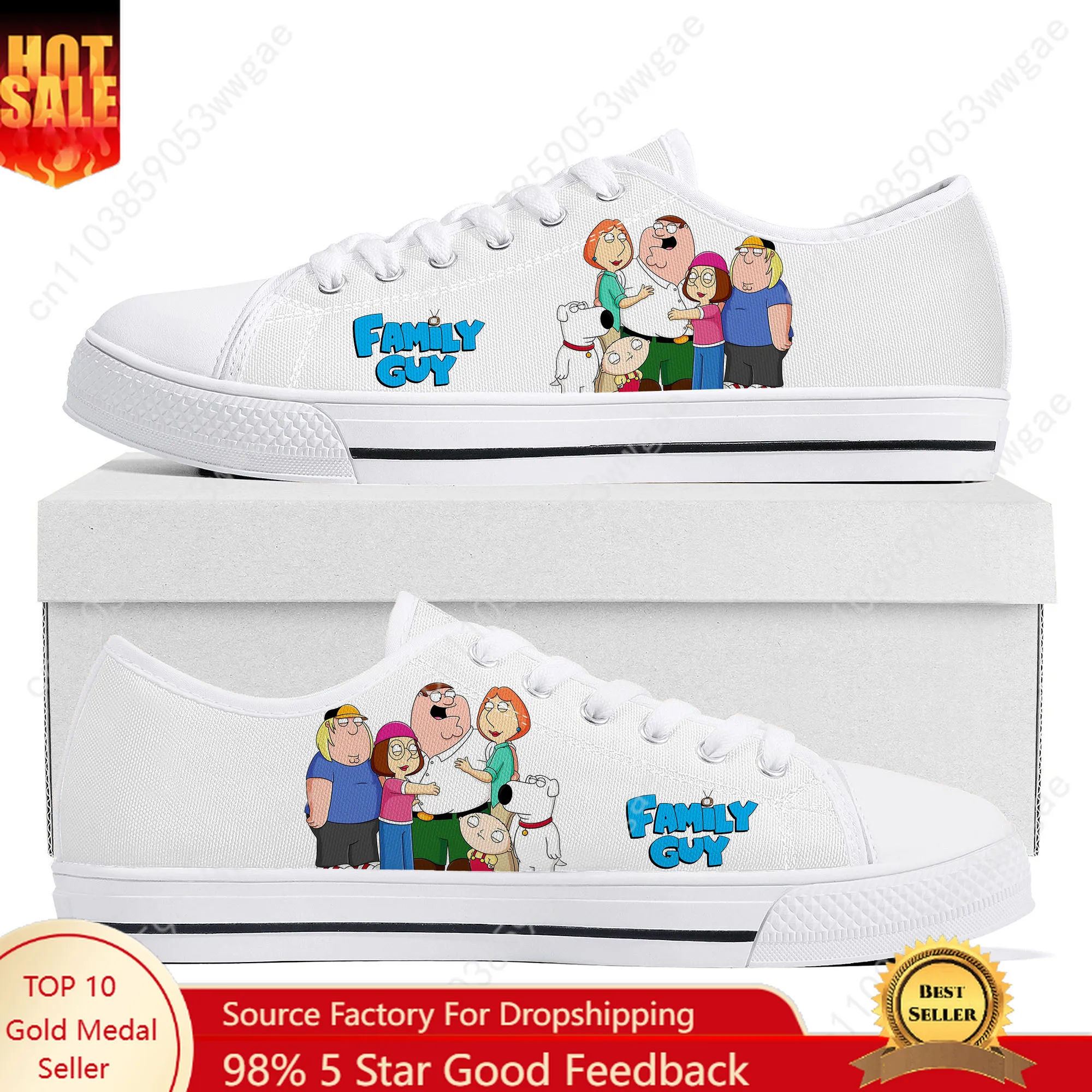 

Family Guy Anime Low Top Sneakers Mens Womens Teenagers Canvas Sneaker High Quality Fashion Casual Couple Shoes Tailor-made Shoe
