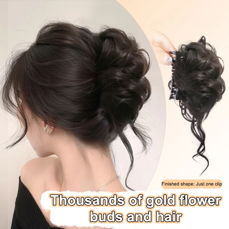 Women's Hair Wig Bun Fake Hair Fluffy Volumizing Realistic Hair Chicken Coop Head Clip On Hair Bun Wigs Asian Fiber Tail