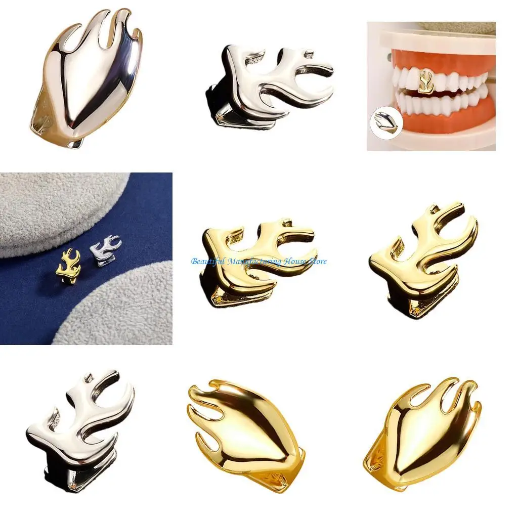 e56a جوفاء تصميم اللهب الصلب مصاصي دماء الأسنان شواهد النحاس المجوهرات الأسنان الحزب الهالوين قبعات الأسنان مناسبة للمهرجان