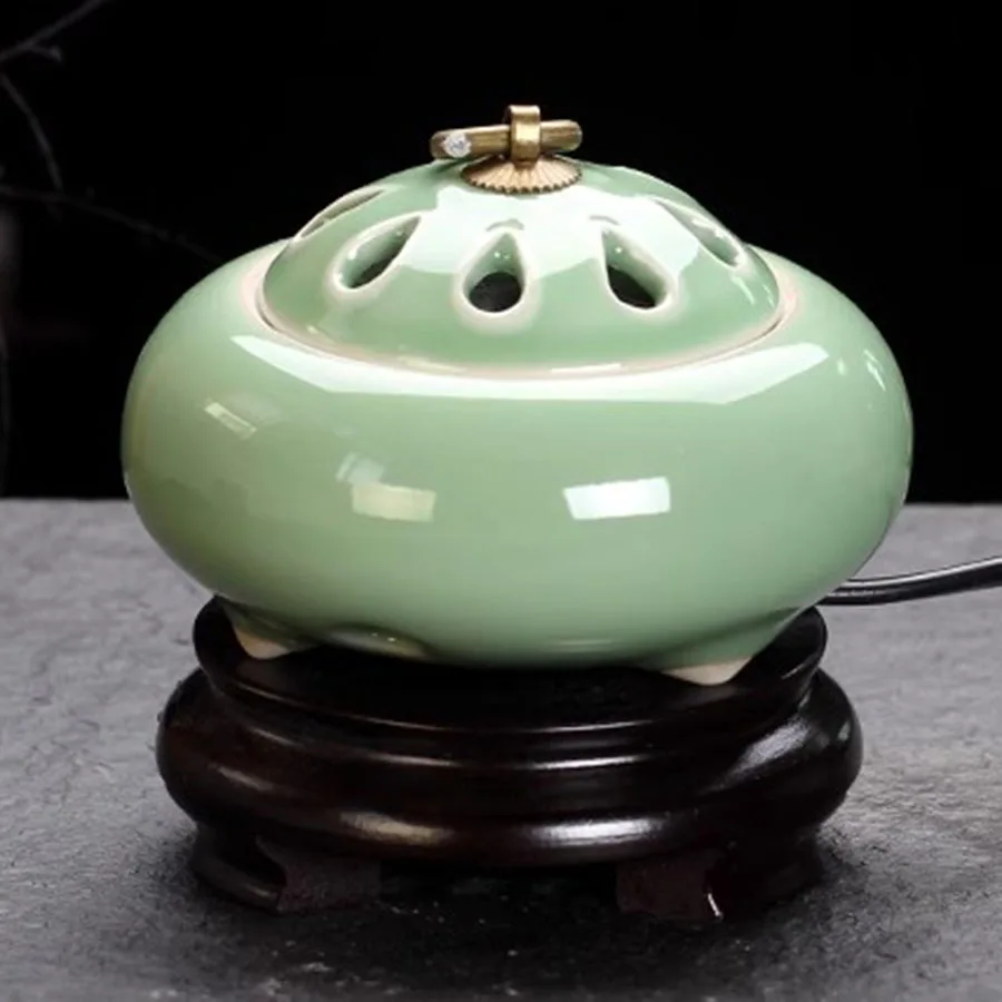 Decoration Incense Burner Ornament Porcelain Chinese Incense Burner Ceramic Retro Portable Round Norse Porta Incienso Room Decoe