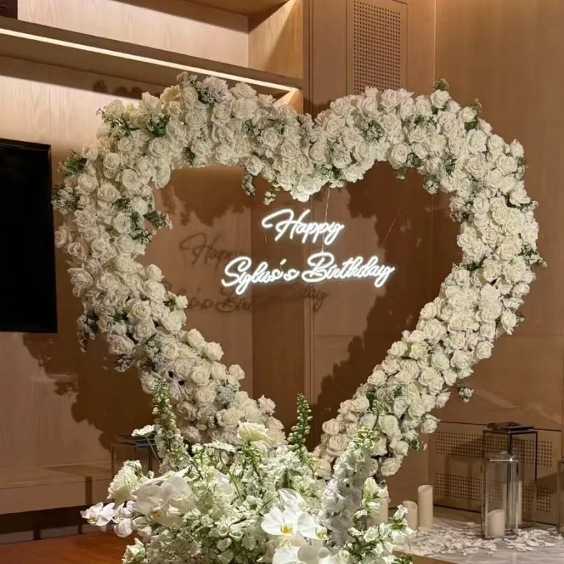 

Wedding Love Arch Heart shaped Iron Ornament Background Flower Stand Outdoor Curved Frame Wedding Prop Ornament Props Rack