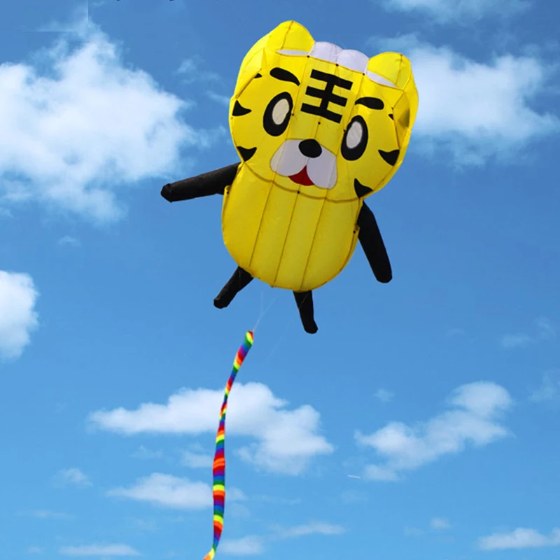 3D Little Tiger/frog Boneless Nylon Soft Kite Easy To Fly Tear Proof Inflatable Toys Kites Children's Gifts Kite Cometa