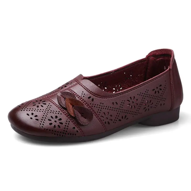 Весенне-летняя обувь, женская нескользящая повседневная обувь на плоской подошве, мягкие женские лоферы, черные, красные, большие размеры 41 D386