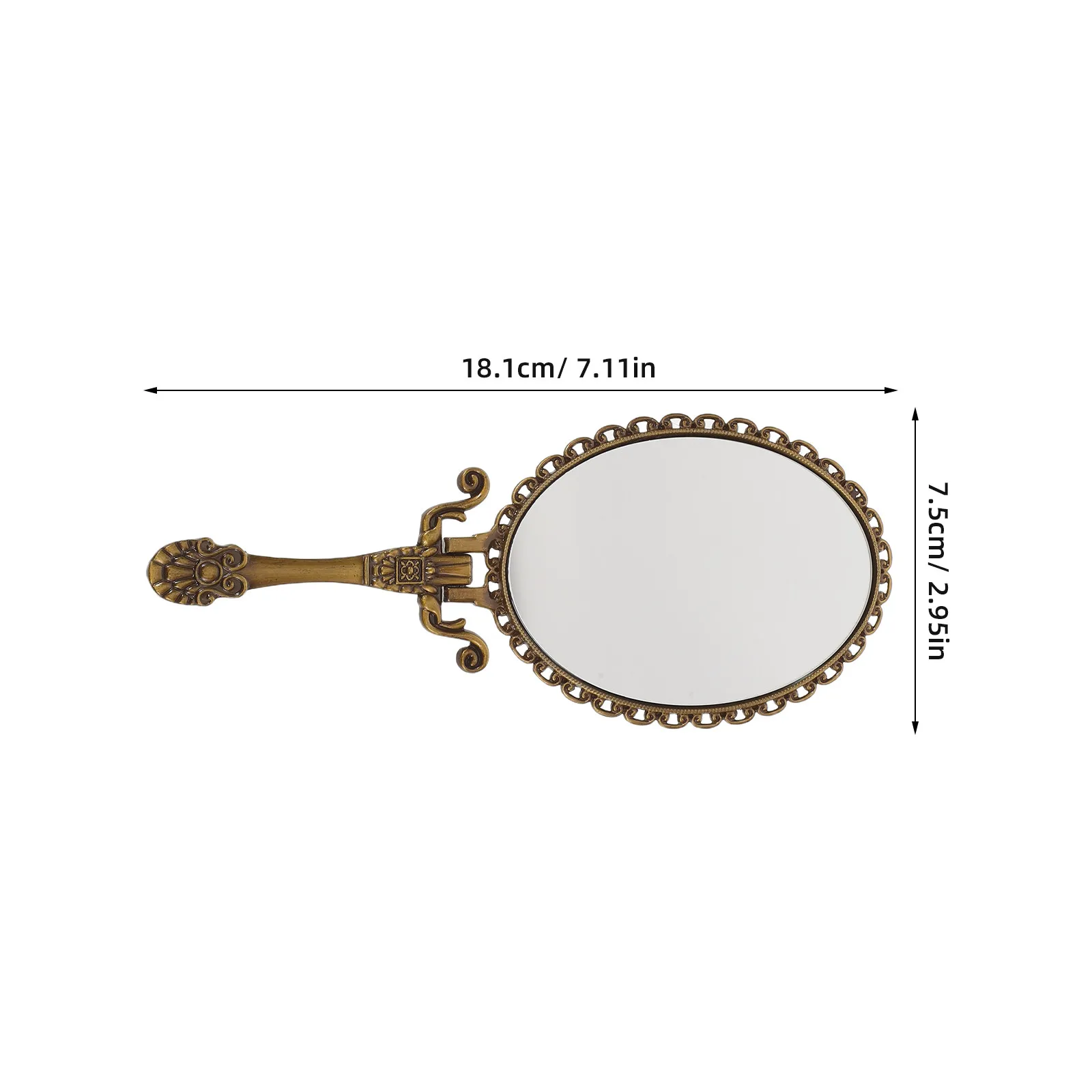 2Pcs Vintage Foldable Hand Held Mirrors Handle Portable Compact Retro Makeup Vanity Travel Mirror Clear Reflection
