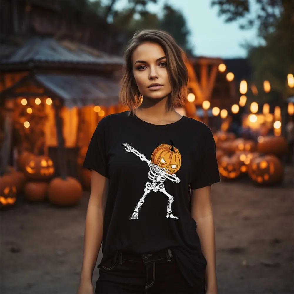 

Dabbing Pumpkin Skeleton T-Shirt Unisex Halloween Shirt Mens Womens Fancy Dress Halloween TShirt Fashion Casual Festival Tee