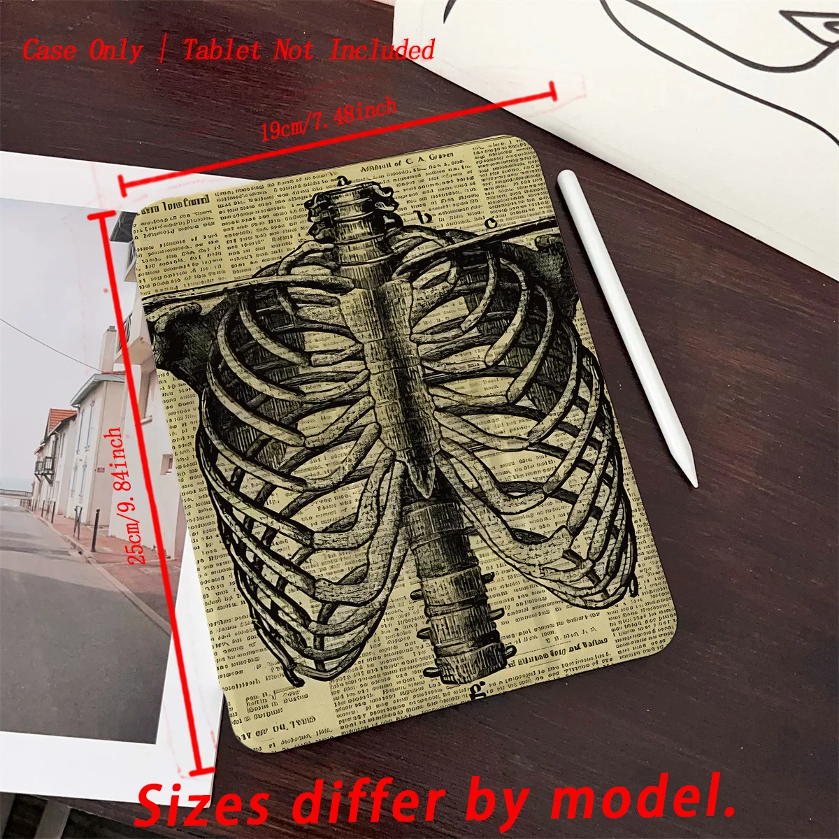 حافظة iPad بنمط هيكل عظمي على الطراز القوطي البشري - 360 درجة °   واقي قابل للدوران وقابل للطي لأجهزة Apple اللوحية