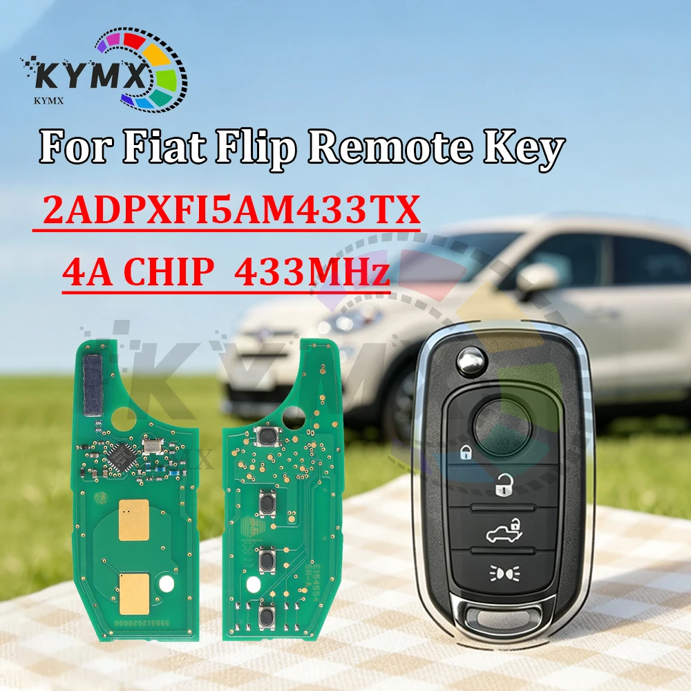 KYMX Flip Remote Key FCCID 2ADPXFI5AM433TX Original 4A Chip 433MHz For Fiat 500X Egea Tipo Toro Crono 2016 2017 2018 SIP22 Blade