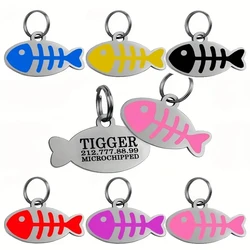 Personalized Cat Id Tags Engraved Puppy Kitten ID Name Collar Tag Fish Shaped Anti-lost Pendant Customized Kitty Nameplate Gift