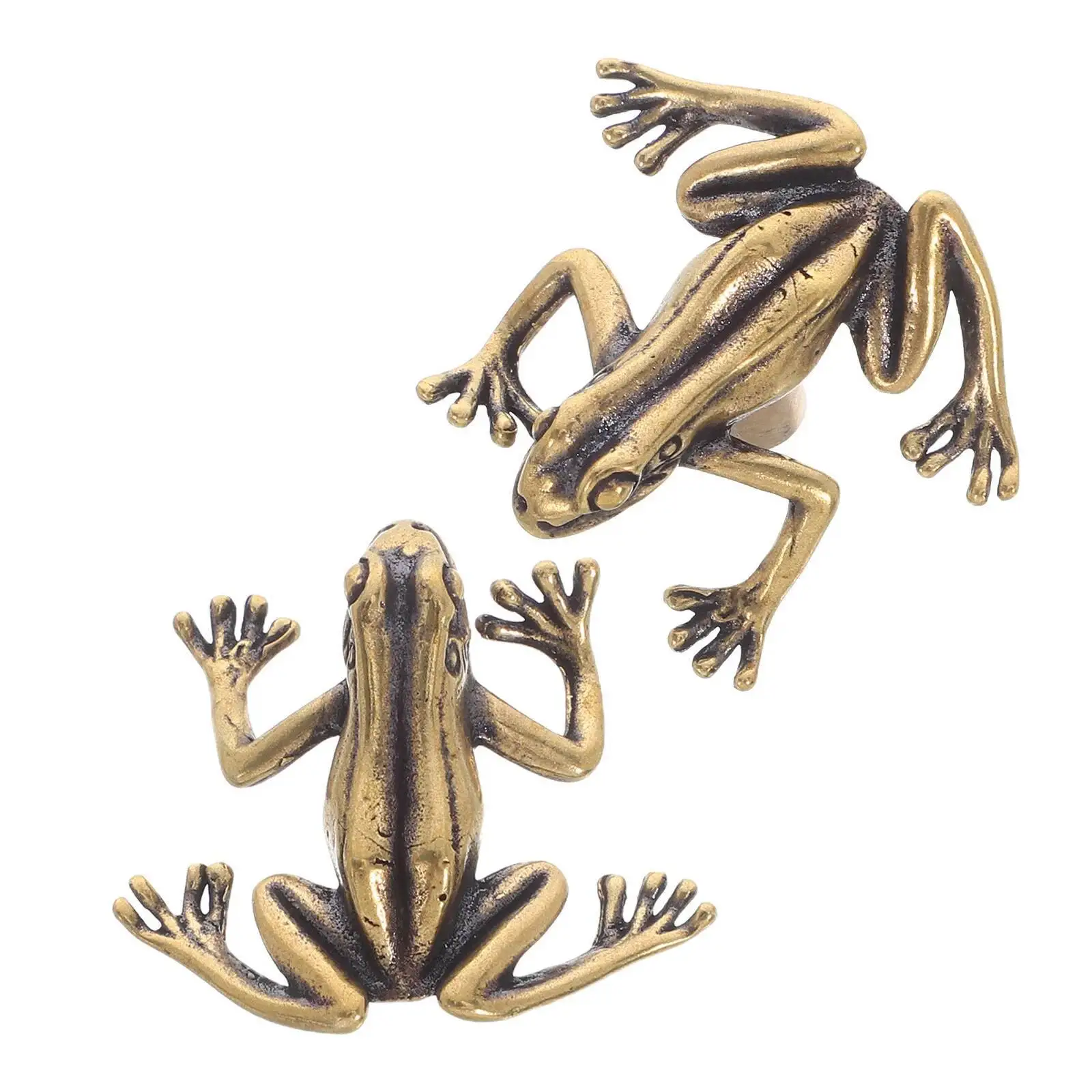 2 個の固体カエルキャビネットノブヴィンテージ動物引き出し取手ドレッサーワードローブ用真鍮家具ハンドル