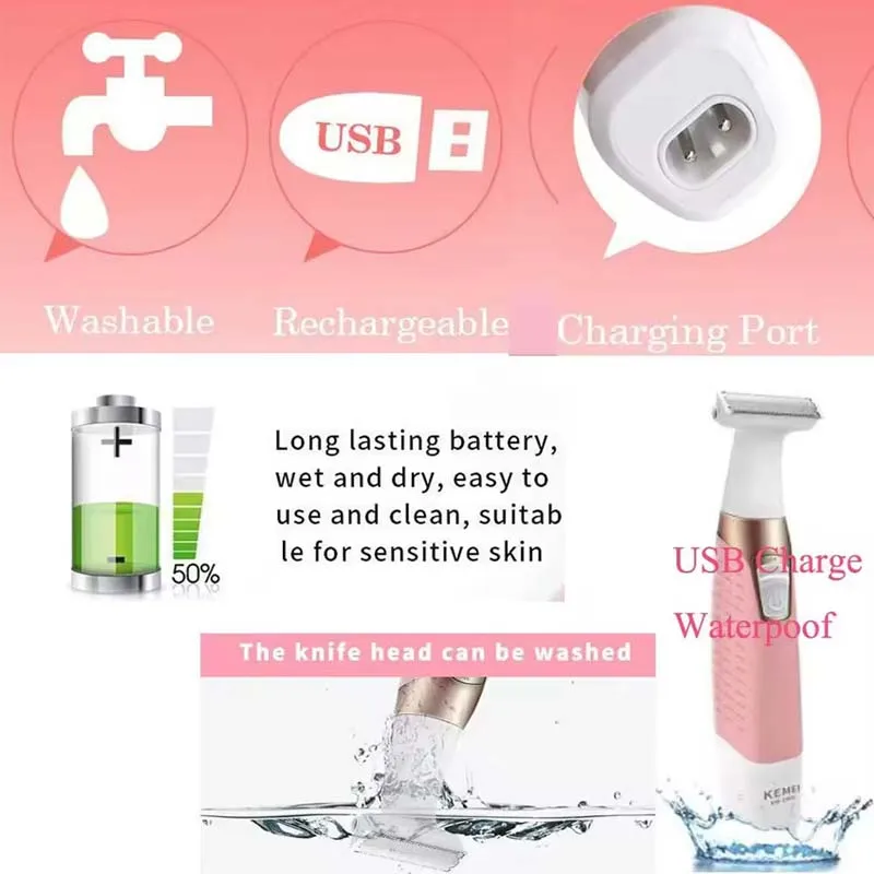 ماكينة حلاقة كهربائية للنساء لإزالة شعر الجسم والأنف ماكينة حلاقة للوجه والساقين والإبط بدون ألم 5 في 1 مجموعة ماكينة حلاقة #6