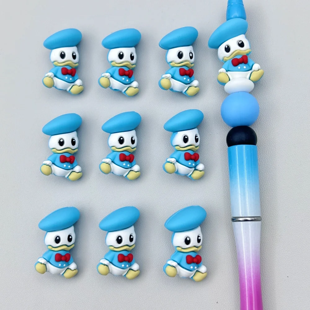 10PC DIY 3D Cartoon Silicone Beads Nipple Chain Bead Pen Beads  Jewelry Accessories Focal Beads Food Grade Silicon To Baby toys