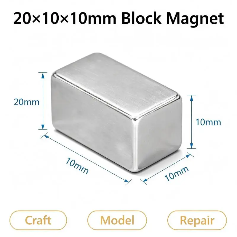 N35 Neodymium 20x10x10mm Block Magnet Powerful Pull Force Permanent Magnet For Fridge Office DIY Craft 20*10*10mm