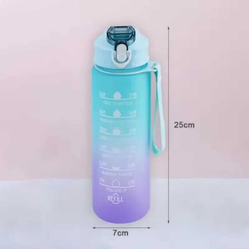 750ML Sports Water Bottle with Time Marker Leak-proof Cup Motivational Portable Water bottle for Outdoor Sport Fitness BPA Free