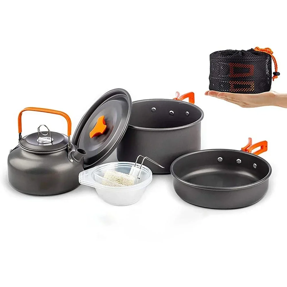 

Aluminum Camping Cookware Set Outdoor Cooking Kit Hiking Tableware Tourism Equipment Kettle Pot Frying Pan BBQ Picnic Cookware