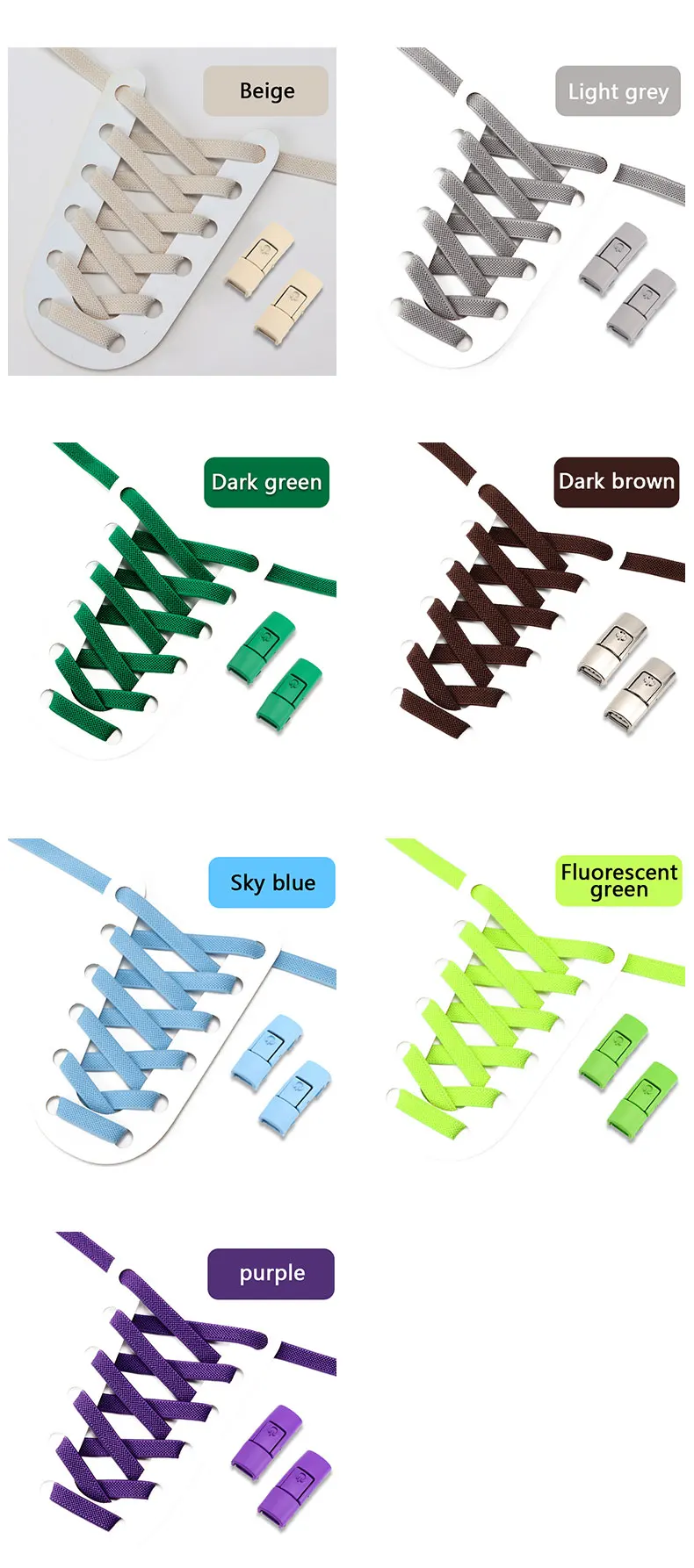 Schuhbänder ohne Schnürsenkel, mit Druckverschluss, elastische Schnürsenkel, für Sneaker, Kinder und Erwachsene, 8 mm breite, flache Schnürsenkel für Schuhe. – Detail 13