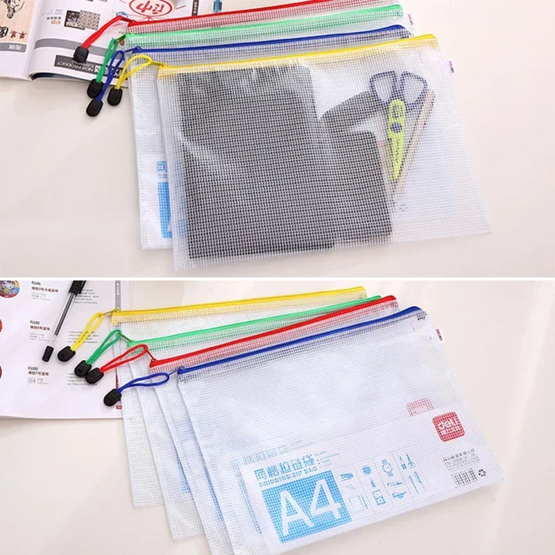 

3pcs/lot PVC mesh zipper bag waterproof Filing Products file folder storage color bag file document bag