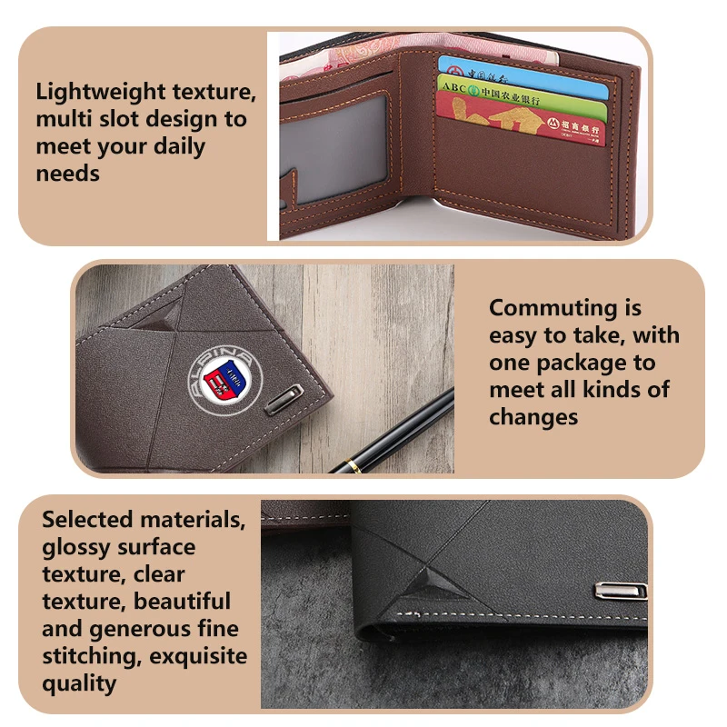 Car Logo Coin Purse Wallet Personalised ID Card Holder For Alpina XD3 XD4 XB7 B12 B3 B4 B5 D3 D4 D5 B7 B8 BMW X1 X2 F16 F30 - view 3