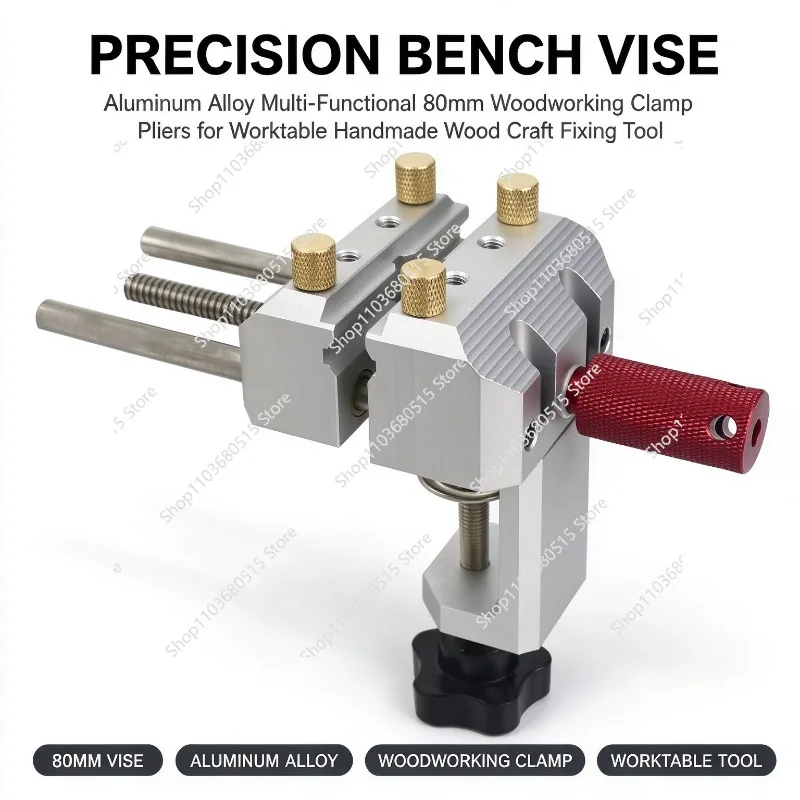 Aluminum Alloy Multi-Functional Precision Bench Vise 80mm Woodworking Clamp Pliers For Worktable Handmade Wood Craft Fixing Tool
