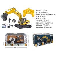 HUINA 1535-1 1/14 15CH Semi alloy remote control electric excavator with grip drill bit toy Engineering Vehicle Excavator Toy