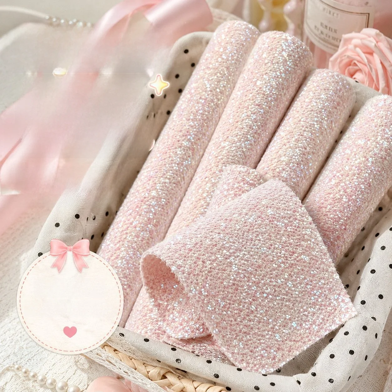 High-Temperature Resistant Sparkling Texture Fabric for DIY Handcraft Ironing Beans Tool All-In-One Grill Cloth Craft Material