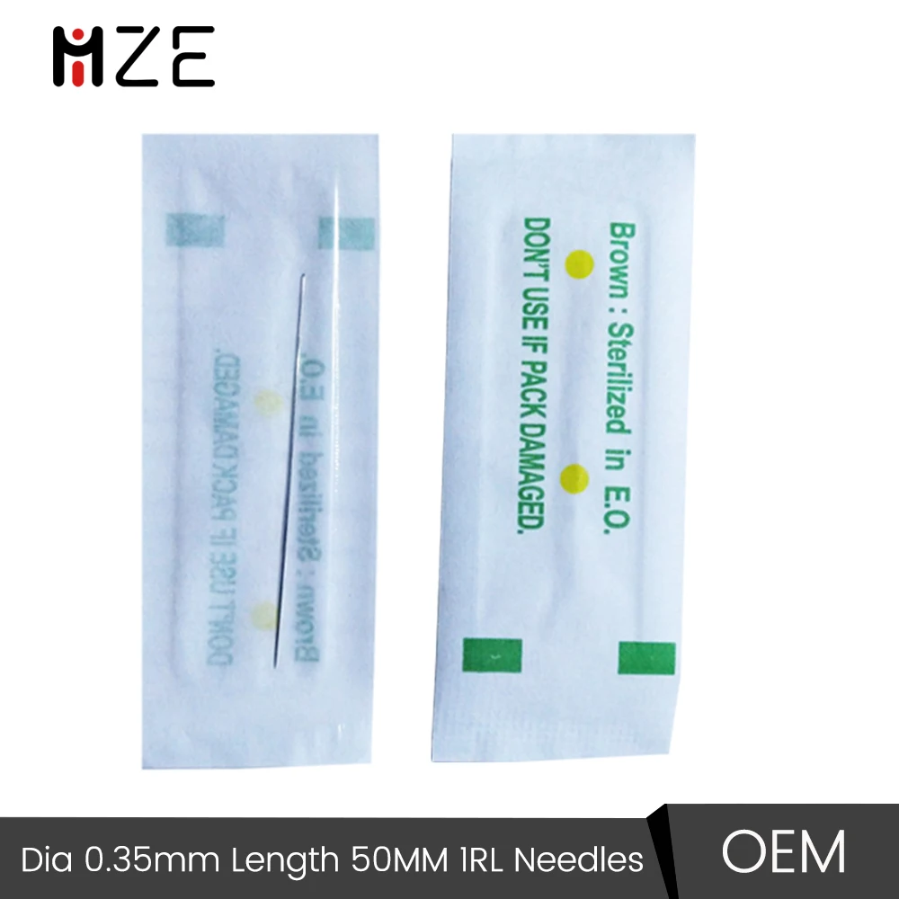 100pcs Disposable Sterilized Professional Tattoo Needles 1RL For Tattoo Eyebrow Pen Machine Permanent Makeup Machines 0.35x50mm