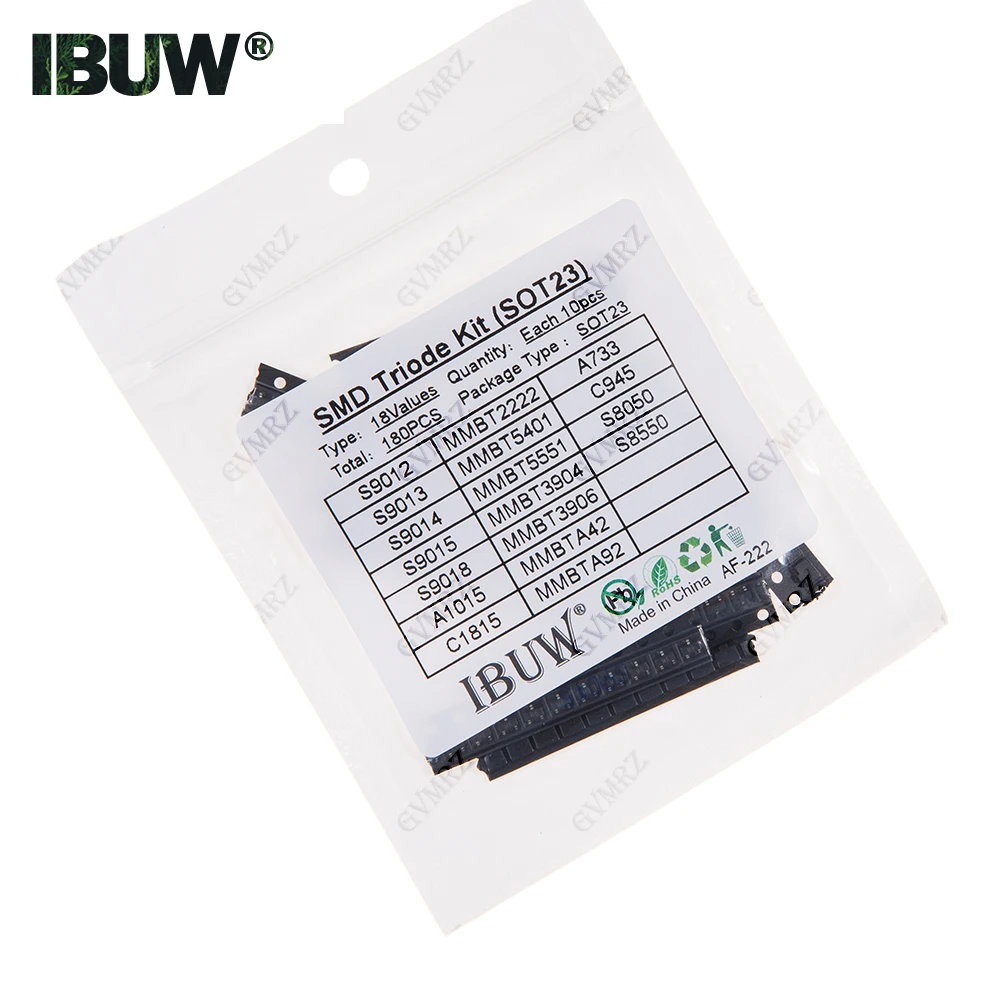 180PCS 18Values SMD Triode Transistor Kit SOT23 (S9012/MMBT2222/A733 etc.) for Arduino DIY Electronic Amplifier