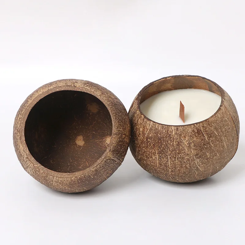 Creative Rough Coconut Shell Candle Holder (No Candle) Coconut Candlestick Romantic Decor Household Ornaments