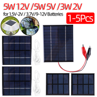 1-5Pcs 5W 12V/5W 5V/3W 2V Mini Small Solar Panel Module Waterproof DIY Polysilicon Solar Epoxy Cell Charger Phone Power Bank