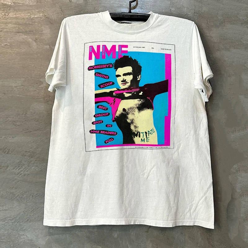NME New Music Magazine Short Sleeve T-Shirt Pure Cotton American Retro Half Sleeve Trendy Tee Youth Summer Casual Print Tee