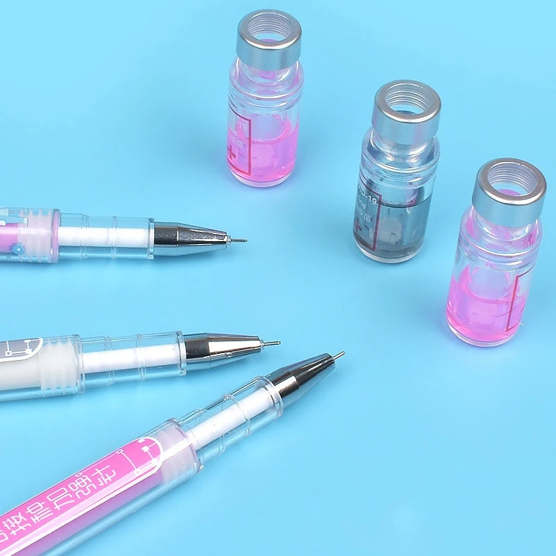 6Pcs New Actively Vaccinated Gel Pens Vaccine Pen Simulation Needle Tube Neutral Pens Ballpoint Pen Black Ink Pens