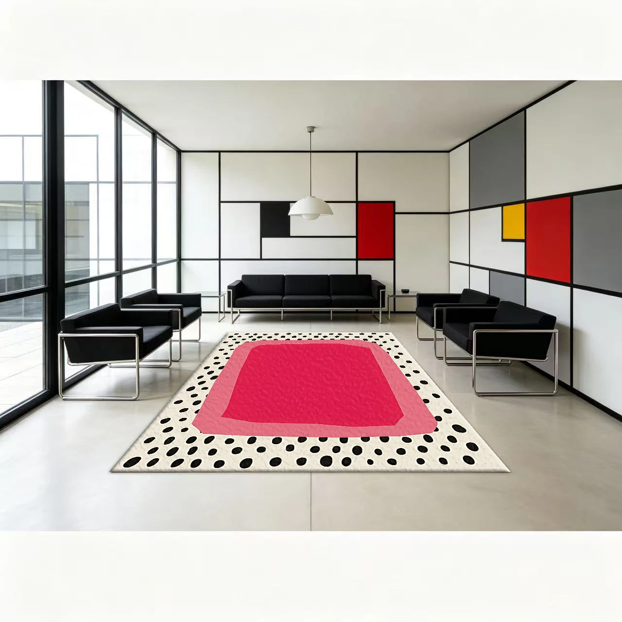 Abstract Polka Dot Color-Blocking Art Carpet Modern Minimalist Home Interior Floor Decoration