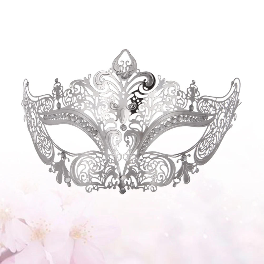 

Metal Lace Mask Silver Plated Rhinestone Masquerade Party Costume Cosplay Elegant Women Diamond Mask