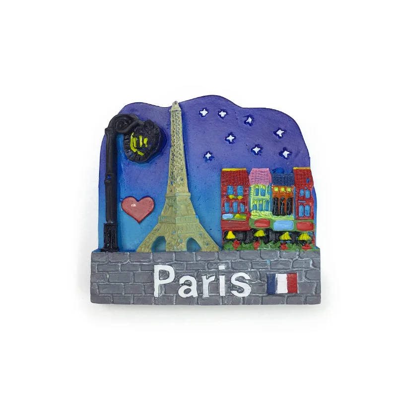 

Resin Paris Landmark Magnetic Fridge Decor - Eiffel Tower and Colorful Buildings - Travel Souvenir and Home Decor Item