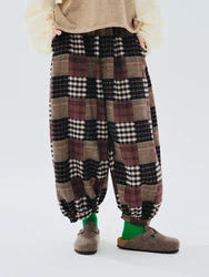 Imakokoni-Pantalón de retales a cuadros para mujer, ropa original de otoño, 2023, 234343