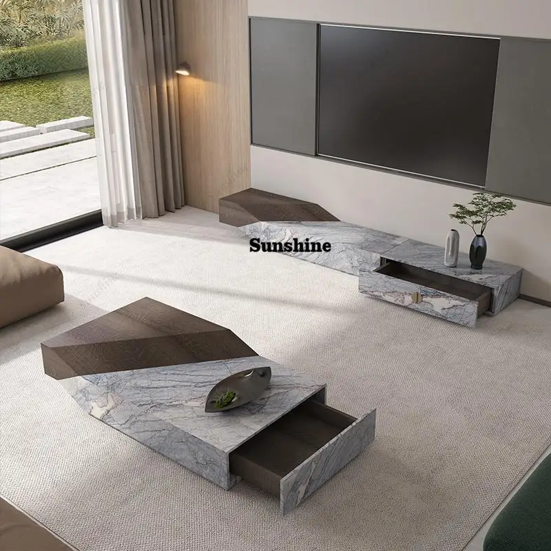 

Italian Freeform Travertine Coffee Table, Designer Artistic Centerpiece, Heat & Scratch Resistant, Customizable