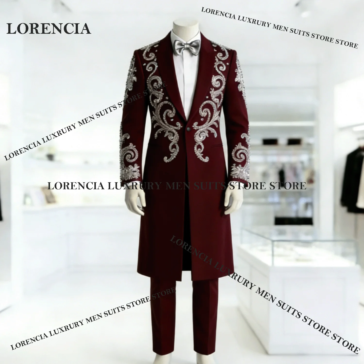 

Мужские костюмы на заказ: элегантные пиджаки с кристаллами и стразами, 2 предмета, для жениха, высококачественные, приталенные, свадебные смокинги.