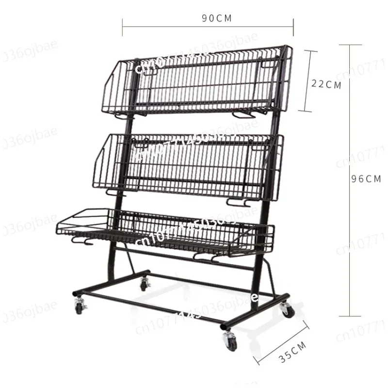 Small Iron Metal Display Shelves with Wheels, Three Stand Display, Mobile ToolsSmall