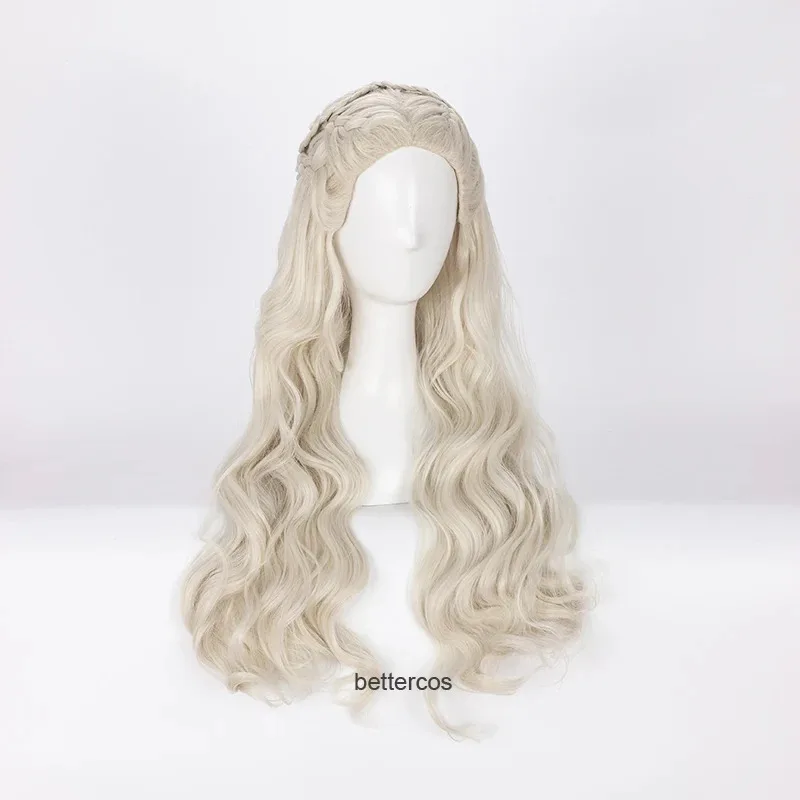 

Candy 2025Daenerys Targaryen Косплей Длинные волнистые волосы Дракона мамы термостойкие синтетические волосы + шапочка для парика