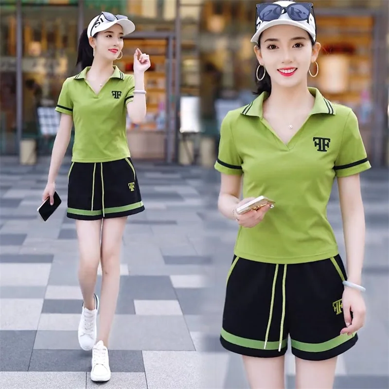 2024 Spring/Summer New Women\'s Fashion Temperament Style Casual Shorts Sportswear Suit POLO Leading Walking Suit Two-piece Set