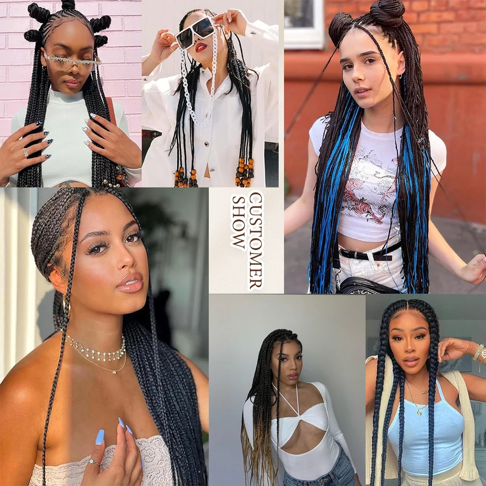 Cabello sintético pre-estirado para trenzar, ombre, profesional, fácil de colocar con agua caliente, suave, extensiones de crochet 6