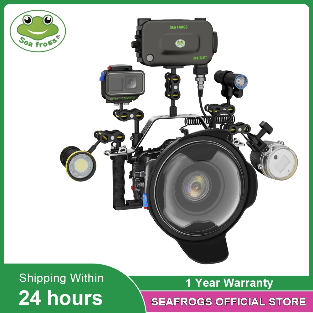 Seafrogs terno quente profissional 100m habitação da câmera à prova dwaterproof água liga de alumínio caso da câmera para fuji gfx100ii caso subaquático