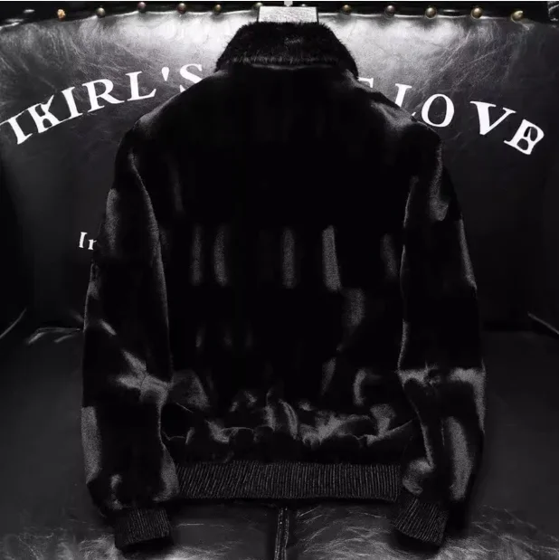 2024 Winter Men\'s Fur Jacket High quality ink imitation mink Gold Mink Hainen fur thickened thermal leather jacket size 4XL