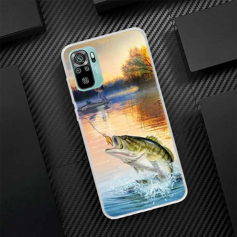 Offshore Angling Fishing Fish Rod Silicon Call Phone Case For Xiaomi Redmi Note 13 12 12S 11 11S 10 10S 11T 11E Pro Plus 9 9S 9T