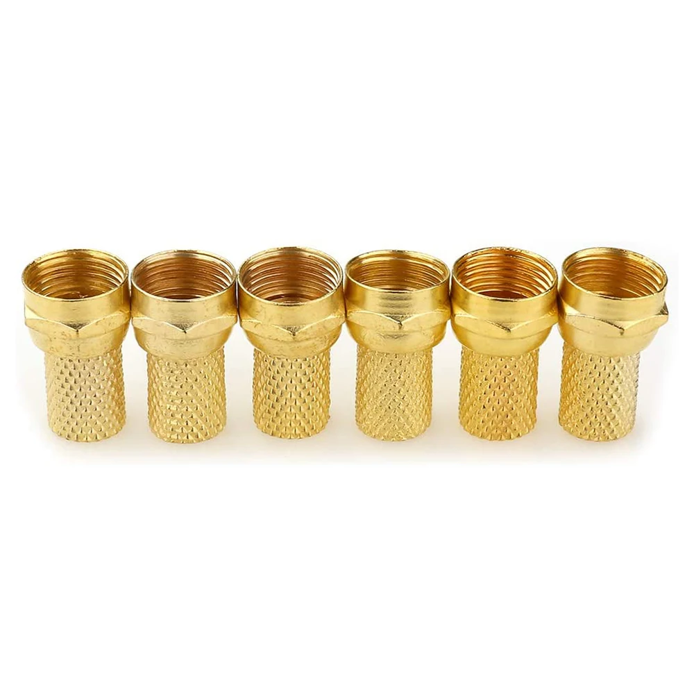 6Pcs Gold Plating F Plug Connectors Waterproof Mini Screw/Twist on Aerial Coaxial Cable RG6 for TV Sky NTL Cable