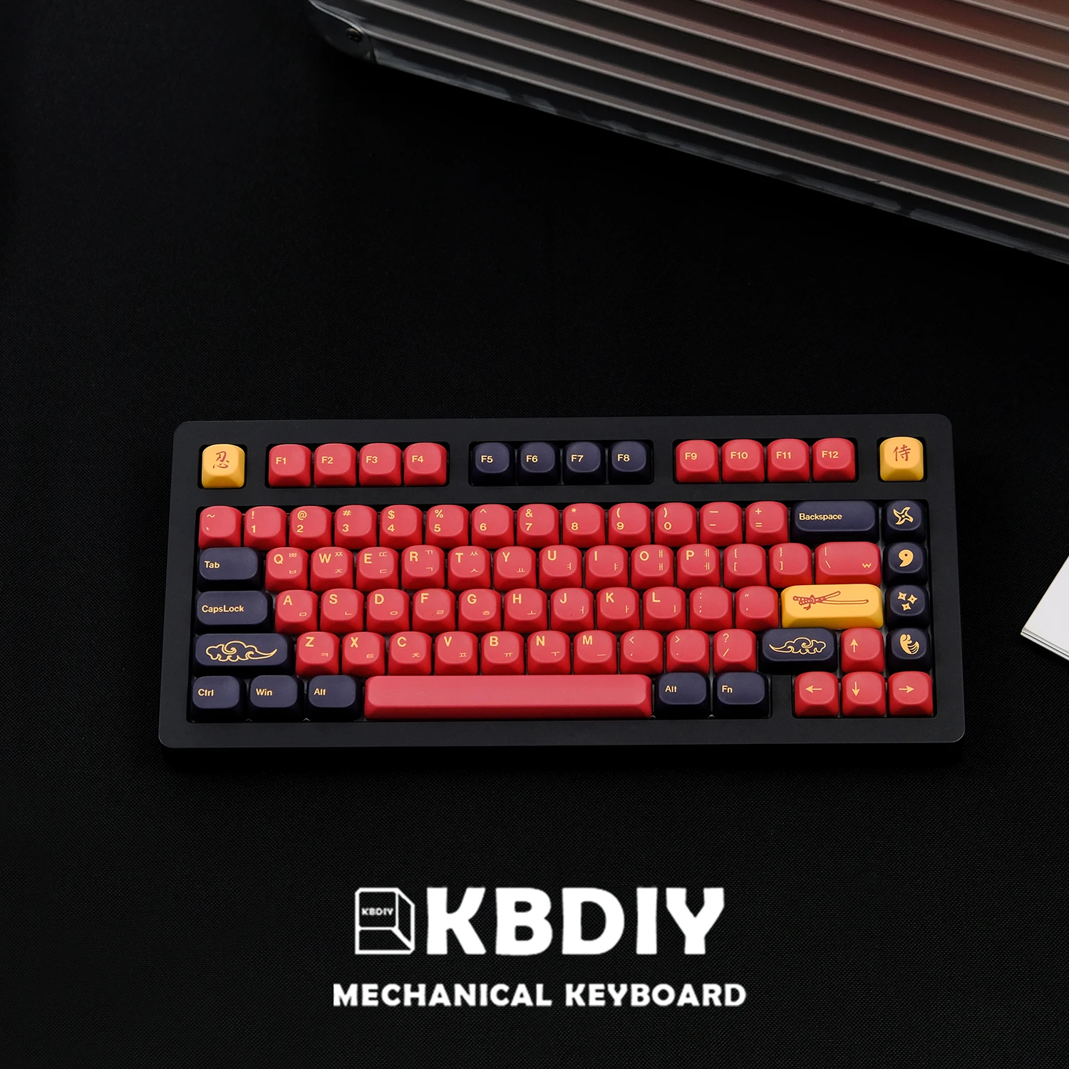 Imagem -03 - Kbdiy-teclado Samurai Vermelho Mecânico Keycap Coreano Keycap Coreano Perfil Koa Gmk Cherry mx Switch Cinco Lados 130 Teclas por Conjunto