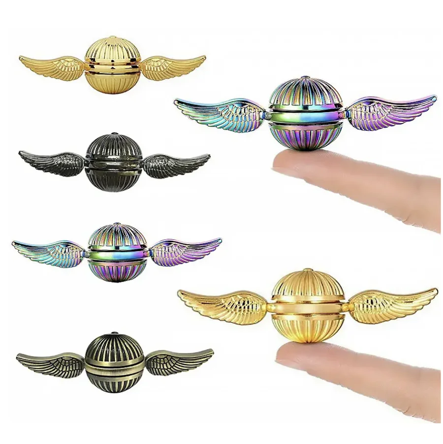 ゴールデンスニッチキューピッドフィジェットスピナー抗ストレス天使の羽手回しフィジェットおもちゃハンドスピナー金属おもちゃ子供のためのギフト