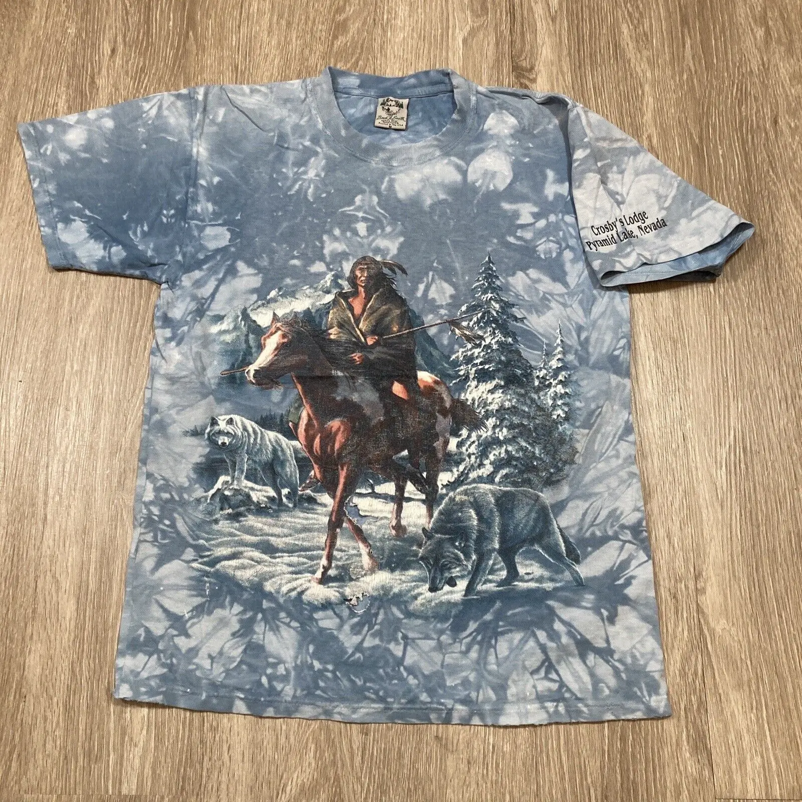 Native Shirt M Vintage 90s 00s Pyramid Lake Nevada Wolf Nature Horse Snow Tee