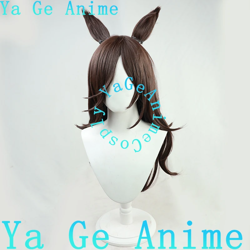 أوما موسومي بريتي ديربي رايس دش شعر مستعار تأثيري آذان بنية داكنة ذيل هالوين كرنفال حفلة الشعر الاصطناعية مقاومة للحرارة